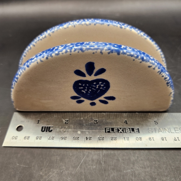 Sponge Art Napkin Holder Blue Cream Heart - Picture 6 of 7